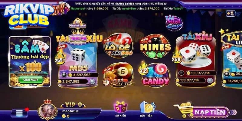 Đa dạng sảnh game cá cược hấp dẫn từ Rikvip